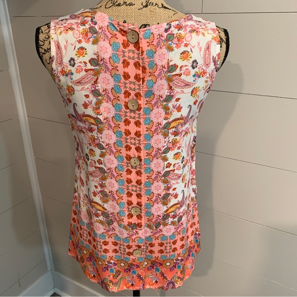 Soirée Bright Print Sleeveless Top Blouse Small NWT - Picture 2 of 10